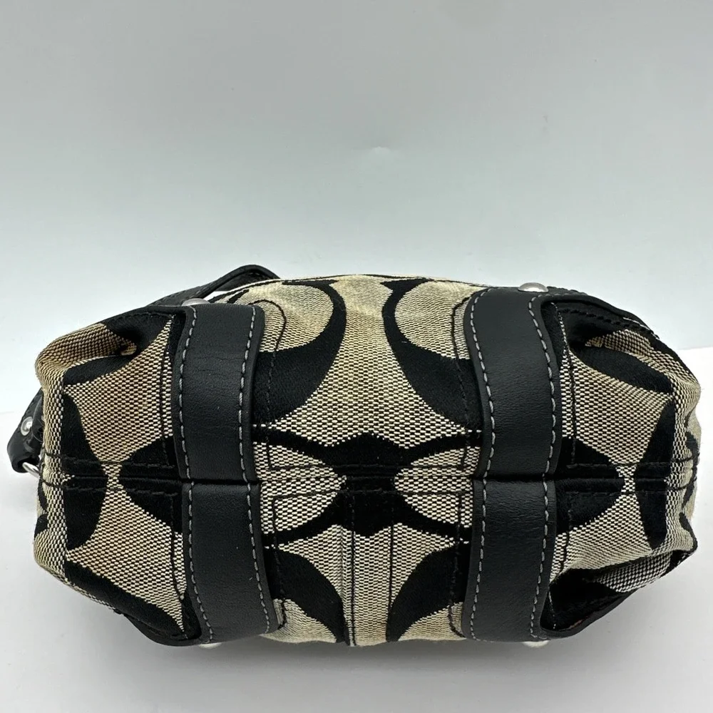 Y2K Coach Mini Carly Black Signature Jacquard Leather Demi Shoulder Bag Read